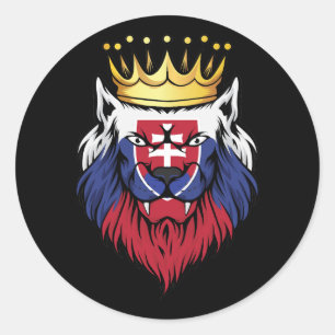 Slovakia  Lion King Flag Classic Round Sticker