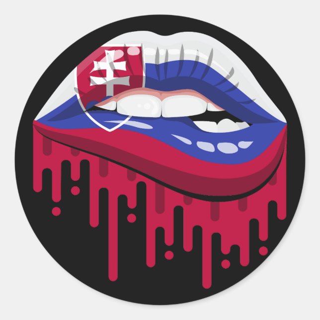 Slovakia lips pride root flag classic round sticker (Front)