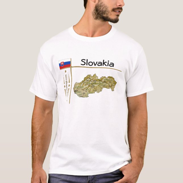 Slovakia Map + Flag + Title T-Shirt (Front)