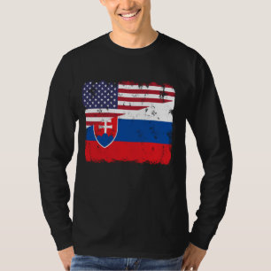 Slovakia Pride Slovakian American Flag Roots Herit T-Shirt