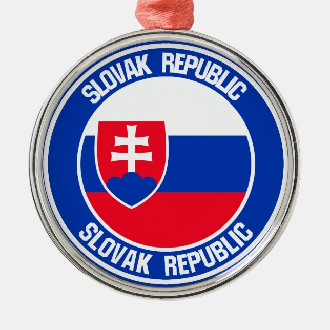 Slovakia Round Emblem Metal Tree Decoration (Front)