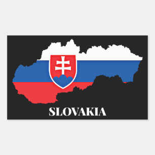 SLOVAKIA SILHOUETTE, LABELED, RECTANGULAR STICKER