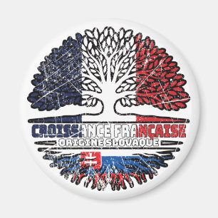 Slovakia Slovakian French France Tree Roots Flag Magnet