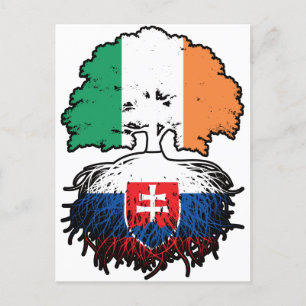 Slovakia Slovakian Irish Ireland Tree Roots Flag Postcard