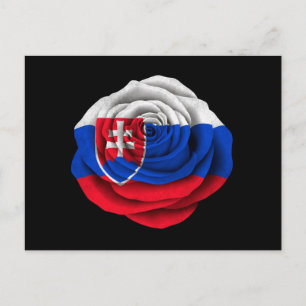 Slovakian Rose Flag on Black Postcard