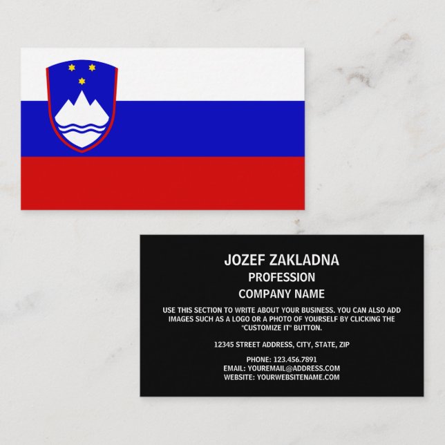 Slovene Flag & Coat of Arms, Flag of Slovenia Business Card (Front/Back)