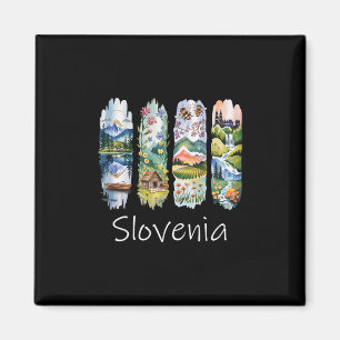 Slovenia Brushstroke Slovenian Vacation Souvenir S Magnet