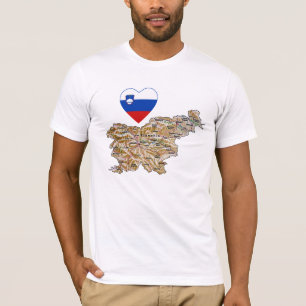 Slovenia Flag Heart and Map T-Shirt