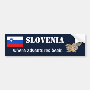Slovenia Flag + Map Bumper Sticker