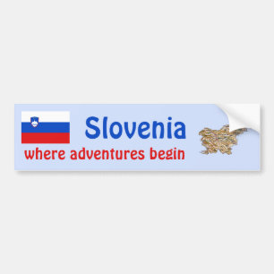 Slovenia Flag + Map Bumper Sticker