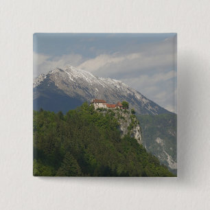 SLOVENIA, GORENJSKA, Bled: Bled Castle & 2 15 Cm Square Badge