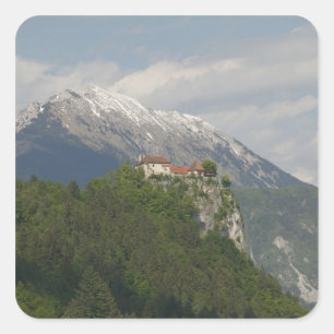 SLOVENIA, GORENJSKA, Bled: Bled Castle & 2 Square Sticker