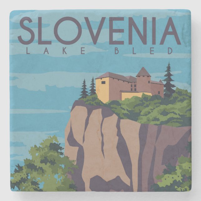  Slovenia Lake  Bled Stone Coaster (Front)