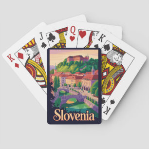 Slovenia Ljubljana Bridge Illustration Travel Art Playing Cards