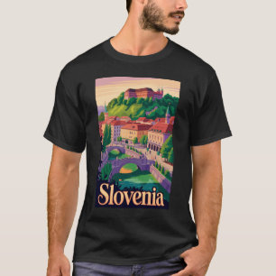 Slovenia Ljubljana Bridge Illustration Travel Art T-Shirt