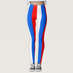 Slovenia National Flag Colours Vertical Striped Leggings