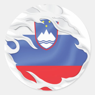 Slovenia Ripped Flag Classic Round Sticker