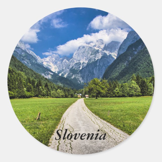 Slovenia, scenic photograph with Alps Classic Round Sticker (Front)