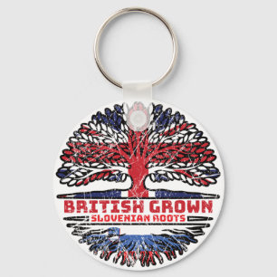 Slovenia Slovenian British UK Tree Roots Flag Key Ring