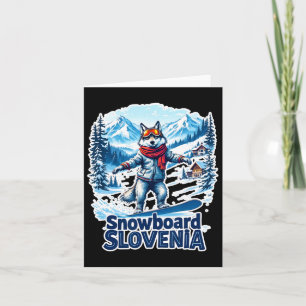 Slovenia Snowboarding Wolf With Mountains  Card