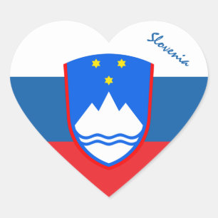 Slovenia Sticker, Heart, Patriotic Slovenian Flag Heart Sticker