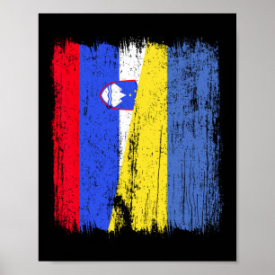 Slovenia Ukraine Half Flag Slovenian Ukrainian Her Poster