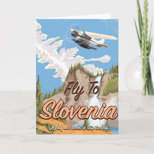 Slovenia Vintage style travel poster Holiday Card (Front)
