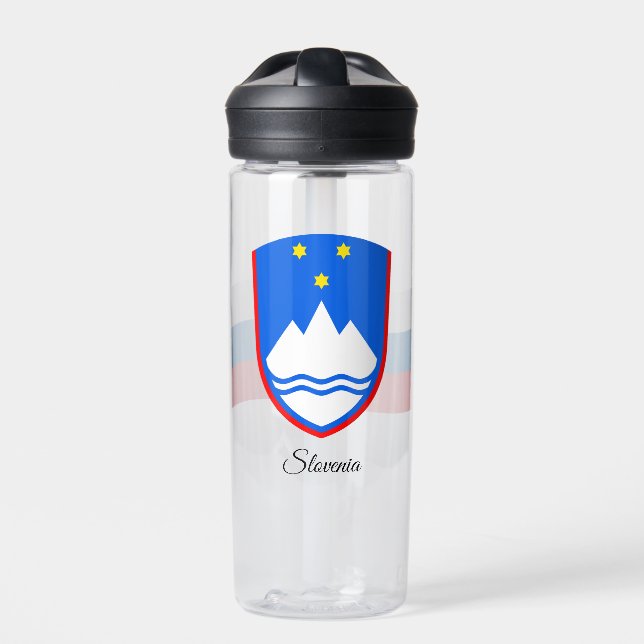 Slovenian Coat of Arms, Flag, Slovenia Water Bottle (Front)