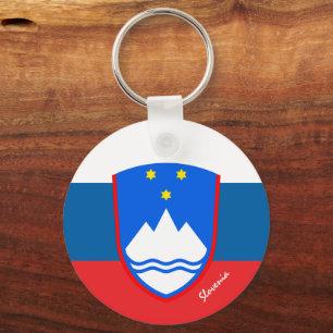 Slovenian flag, emblem & Slovenia holiday / sports Key Ring