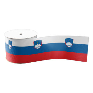 Slovenian Flag & Slovenia travel, holiday /sports Grosgrain Ribbon