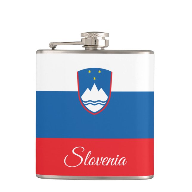 Slovenian Flag & travel Slovenia /sports fans Hip Flask (Front)