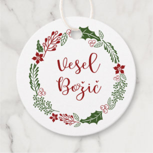 Slovenian Merry Christmas, Custom Favour Tags