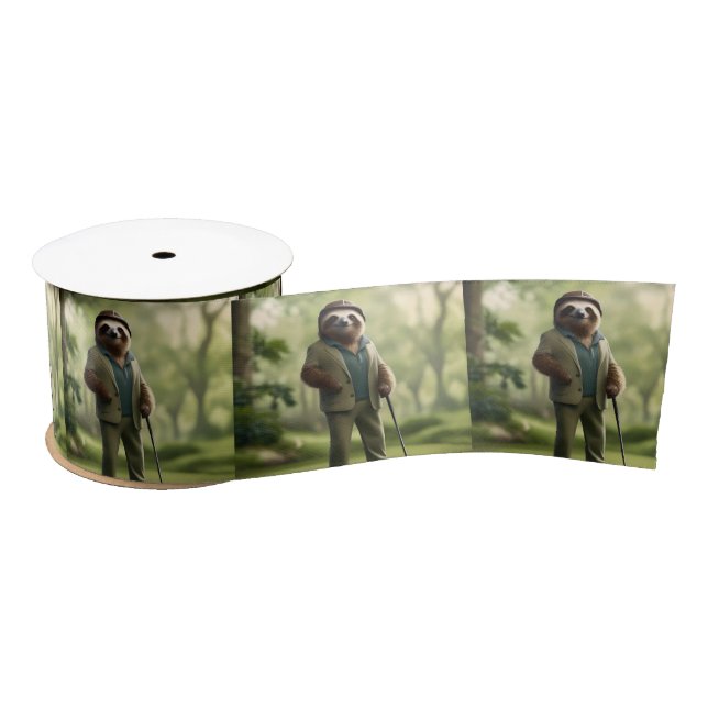 "Slow and Steady: A Sloth Dressed for Golf  Satin Ribbon (Spool)