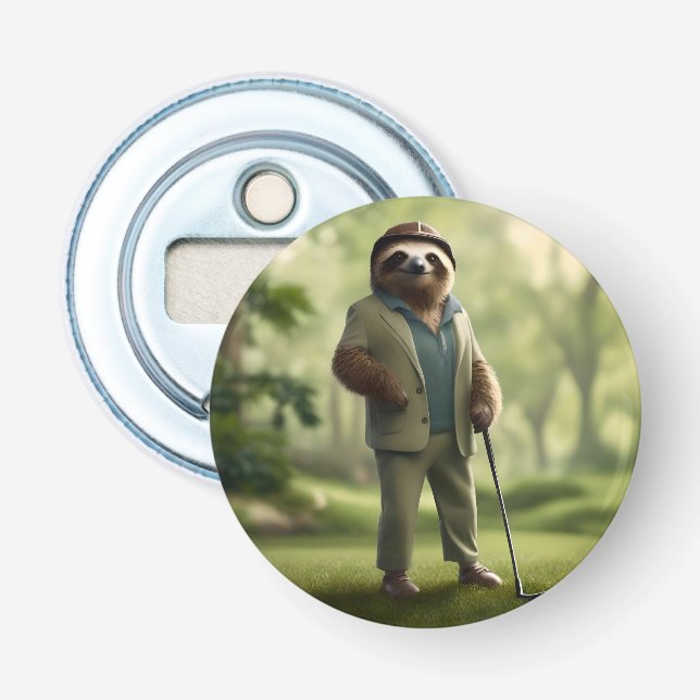 "Slow and Steady: A Sloth Is Dressed for Golf  Bottle Opener (Front)