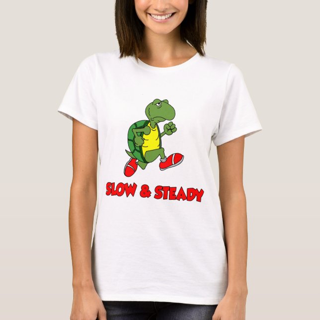 Slow And Steady Running Turtle T-Shirt (Front)