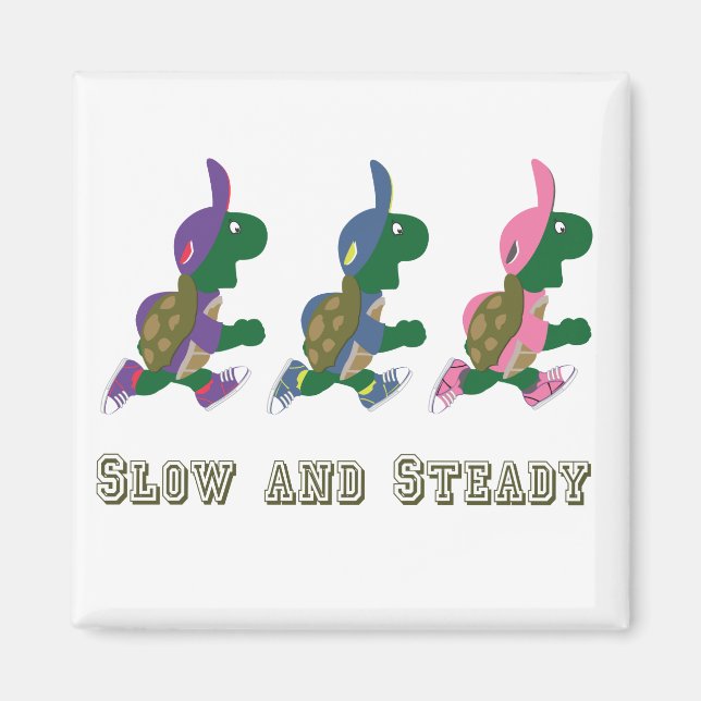 Slow and Steady Running Turtles Magnet (Front)