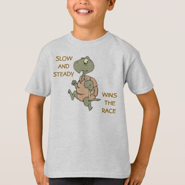 slow and steady wins race funny running turtle T-Shirt (Front)