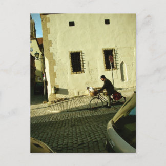Slow bike riding with your dog postcard