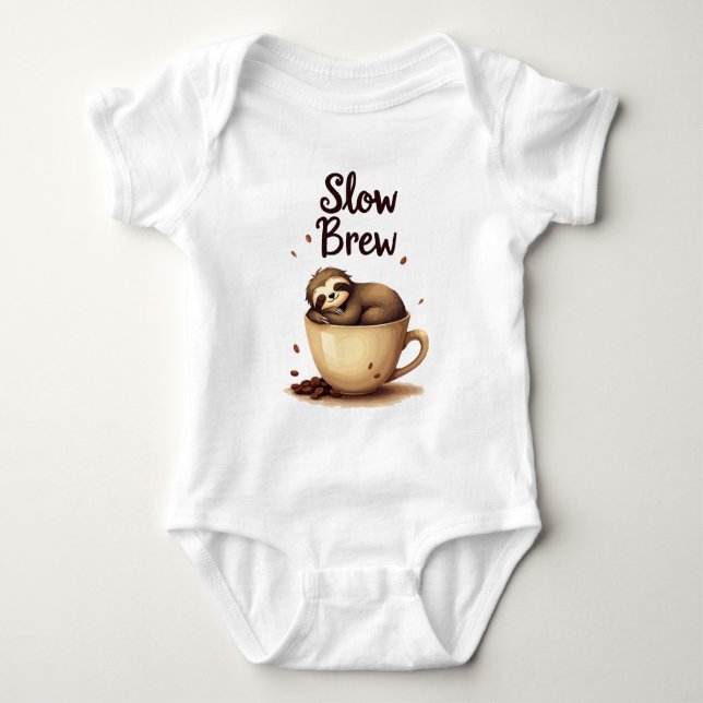 Slow Brew Coffee Sloth Baby Bodysuit (Front)