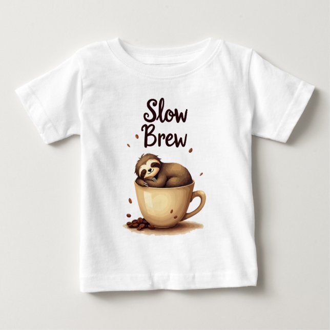 Slow Brew Coffee Sloth Baby T-Shirt (Front)