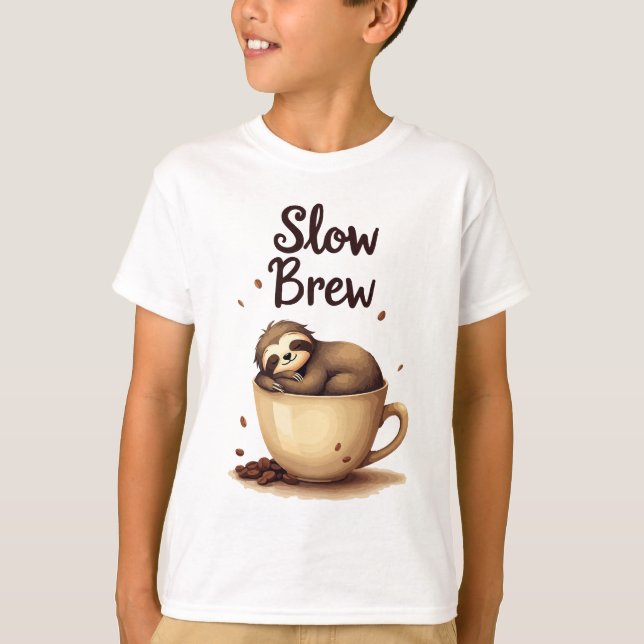 Slow Brew Coffee Sloth T-Shirt (Front)