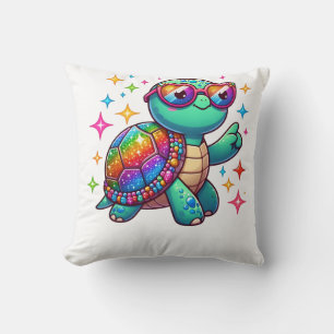 Slow but Fabulous – Sparkly Turtle Pride Design Cushion