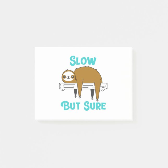 Slow but Sure Funny Sloth Post-it Notes (Front)