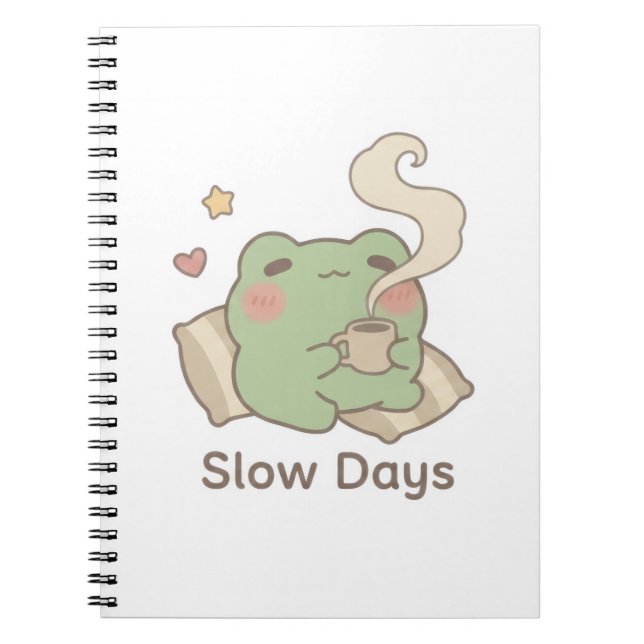 Slow Days Frog Notebook | Cute Kawaii Journal (Front)