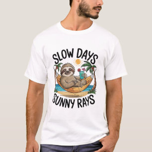 Slow Days Sunny Vibes Sloth Hammock Trop T-Shirt