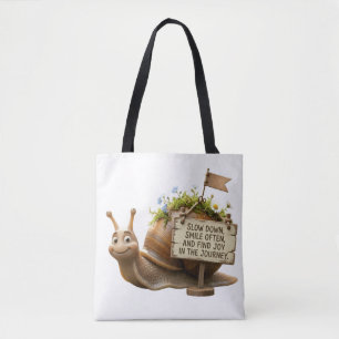 Slow Down & Find Joy Snail Cute Tote Bag