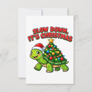 Slow Down It's Christmas Cute Turtle Christmas Thank You Card