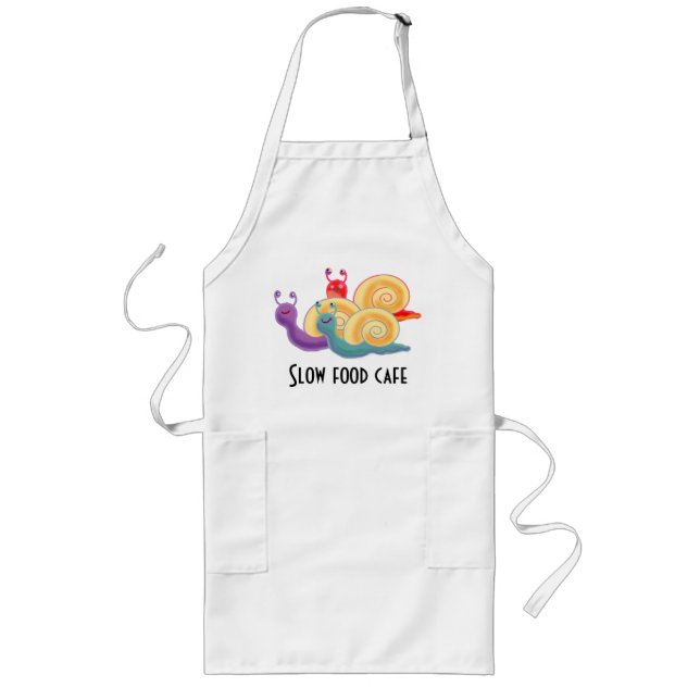 Slow food cafe long apron (Front)