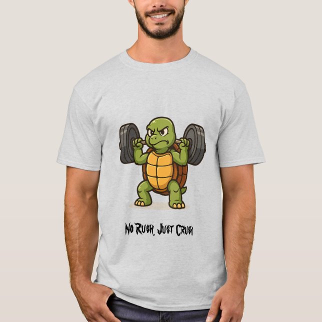 Slow Gains Are Still Gains" Funny Gym Turtle T-Shi T-Shirt (Front)