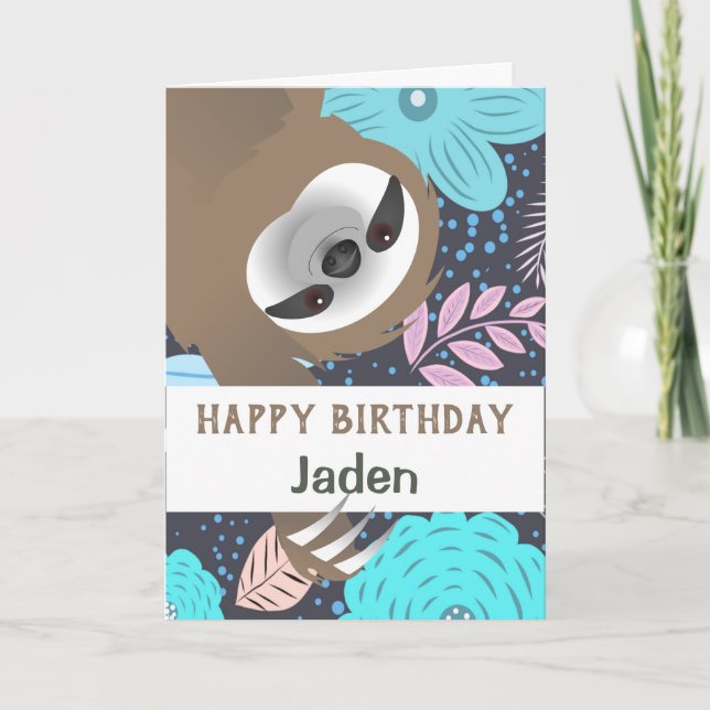 Slow Hanging Sloth Happy Birthday Card (Front)